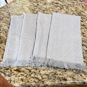 Gray Fringed Kitchen Towels